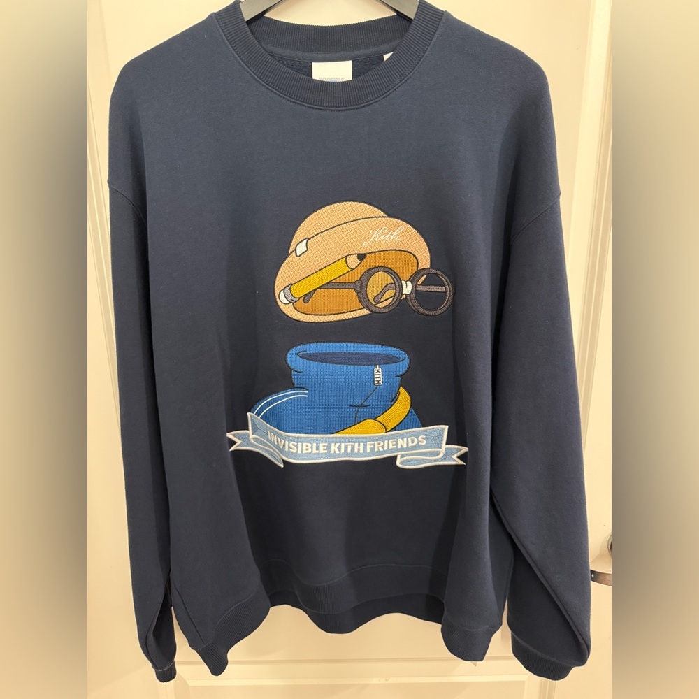 New Kith “Invisible Friends” Navy Blue Graphic Sweater